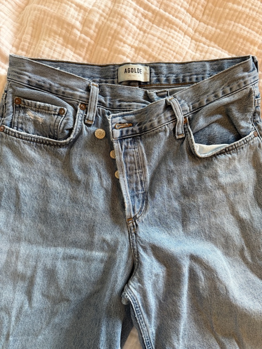 Agolde Light Wash criss cross jean